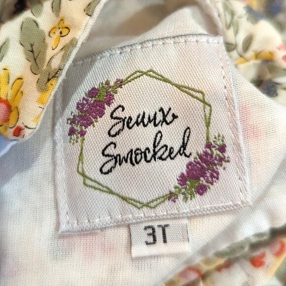 Seaux Smocked Tank Top Girls Sz 3T Floral Ditsy Girly Flutter Boutique - Picture 4 of 5